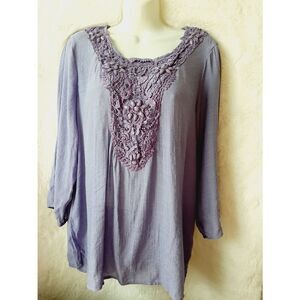 Tantrums purple lace large beaded embellished Crochet blouse